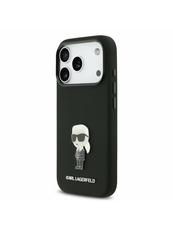 Karl Lagerfeld Karl Lagerfeld Liquid Silicone Metal Ikonik Zadný Kryt pre iPhone 17 Pro Black