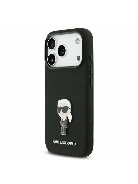 Karl Lagerfeld Karl Lagerfeld Liquid Silicone Metal Ikonik Zadný Kryt pre iPhone 17 Pro Black