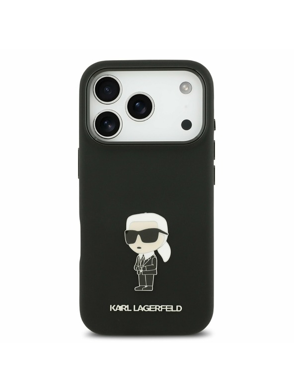 Karl Lagerfeld Karl Lagerfeld Liquid Silicone Metal Ikonik Zadný Kryt pre iPhone 17 Pro Black