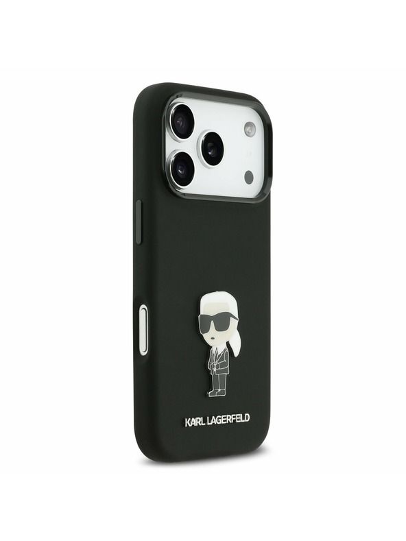 Karl Lagerfeld Karl Lagerfeld Liquid Silicone Metal Ikonik Zadný Kryt pre iPhone 17 Pro Black
