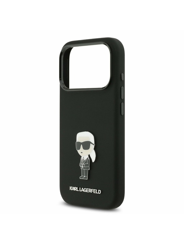 Karl Lagerfeld Karl Lagerfeld Liquid Silicone Metal Ikonik Zadný Kryt pre iPhone 17 Pro Black