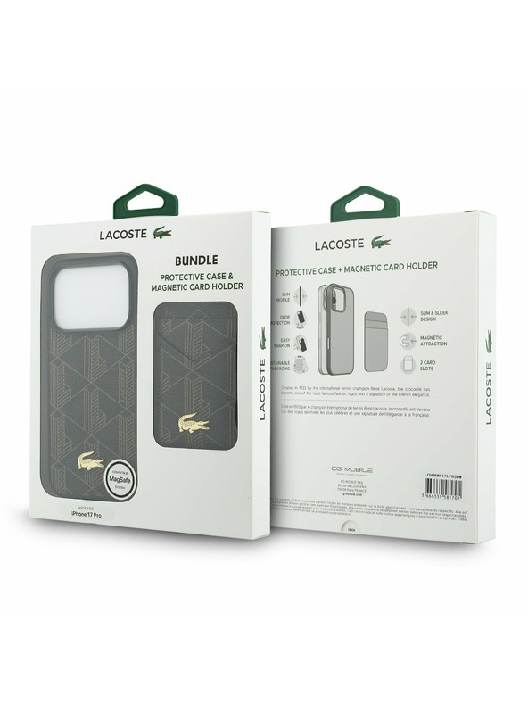 Lacoste Lacoste PVC Blend MagSafe Zadný Kryt + Peňaženka pre iPhone 17 Pro Brown