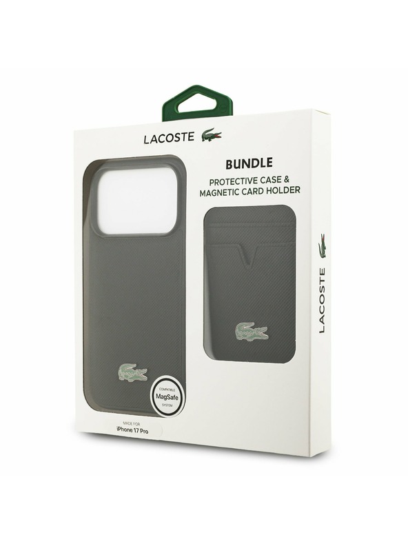 Lacoste Lacoste Iconic Petit Pique MagSafe Zadný Kryt + Peňaženka pre iPhone 17 Pro Black
