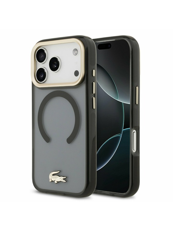 Lacoste Lacoste PC/TPU Frosted Finish Gold Logo MagSafe Zadný Kryt pre iPhone 17 Pro Black