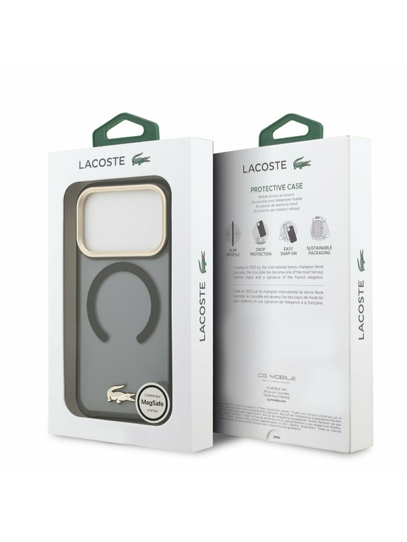Lacoste Lacoste PC/TPU Frosted Finish Gold Logo MagSafe Zadný Kryt pre iPhone 17 Pro Black