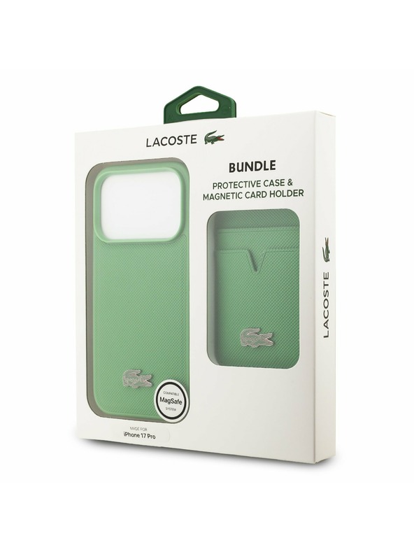 Lacoste Lacoste Iconic Petit Pique MagSafe Zadný Kryt + Peňaženka pre iPhone 17 Pro Green