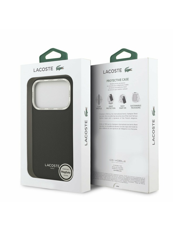 Lacoste Lacoste PU Leather Champs Elysees MagSafe Zadný Kryt pre iPhone 17 Pro Black