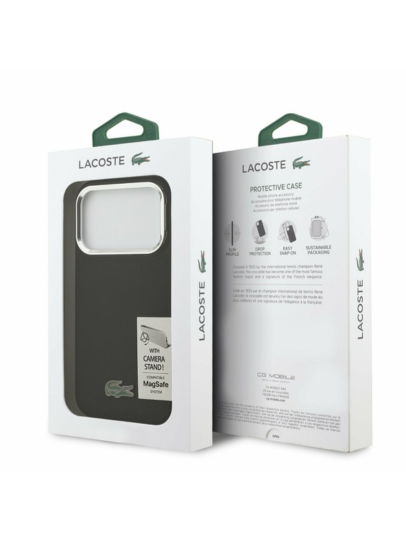 Lacoste Lacoste Iconic Petit Pique Camera Stand MagSafe Zadný Kryt pre iPhone 17 Pro Black