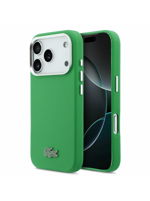 Lacoste Lacoste PVC Iconic Petit Pique Metal Logo MagSafe Zadný Kryt pre iPhone 17 Pro Green
