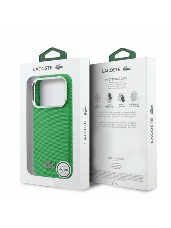 Lacoste Lacoste PVC Iconic Petit Pique Metal Logo MagSafe Zadný Kryt pre iPhone 17 Pro Green