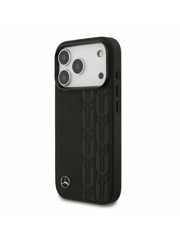 Mercedes Mercedes Leather Laurel Leaves MagSafe Zadný Kryt pre iPhone 17 Pro Black