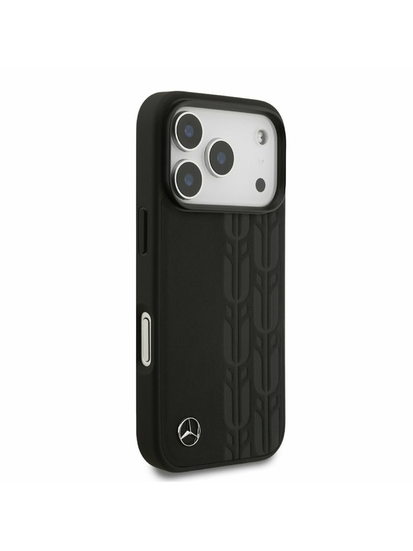 Mercedes Mercedes Leather Laurel Leaves MagSafe Zadný Kryt pre iPhone 17 Pro Black