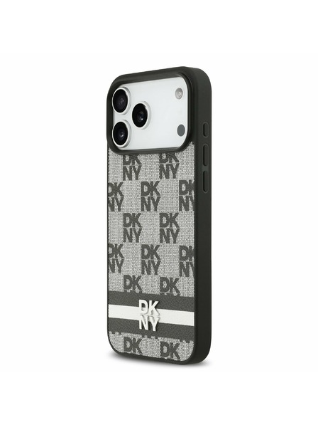 DKNY DKNY PU Leather Checkered Pattern and Stripe Zadný Kryt pre iPhone 17 Pro Max Black
