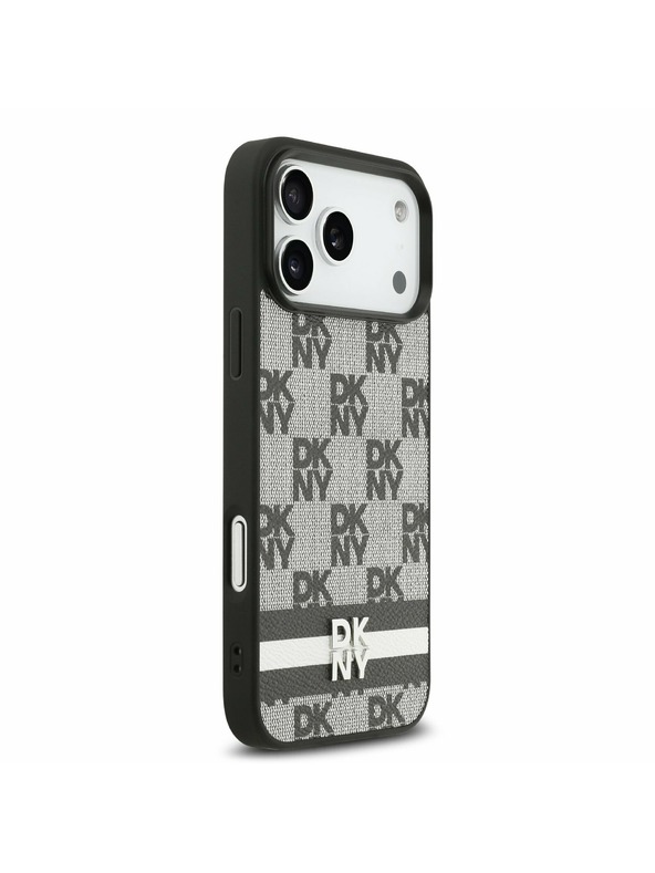 DKNY DKNY PU Leather Checkered Pattern and Stripe Zadný Kryt pre iPhone 17 Pro Max Black