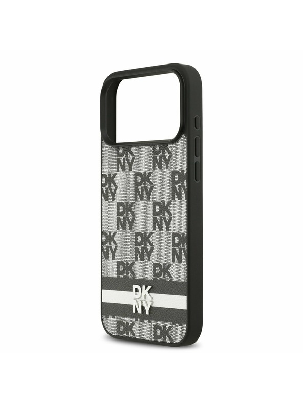 DKNY DKNY PU Leather Checkered Pattern and Stripe Zadný Kryt pre iPhone 17 Pro Max Black