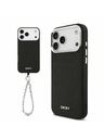 DKNY DKNY PU Leather Metal Logo Wrist Chain MagSafe Zadný Kryt pre iPhone 17 Pro Max Black