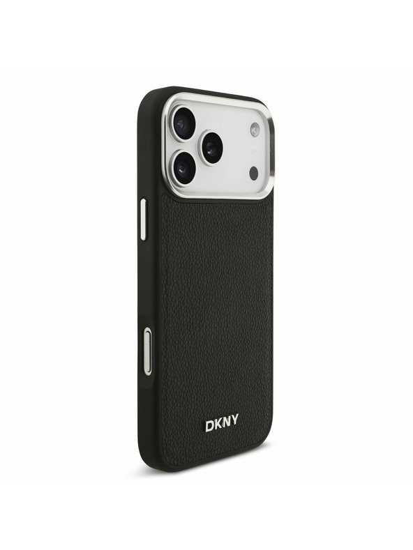 DKNY DKNY PU Leather Metal Logo Wrist Chain MagSafe Zadný Kryt pre iPhone 17 Pro Max Black