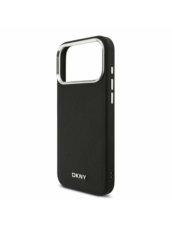 DKNY DKNY PU Leather Metal Logo Wrist Chain MagSafe Zadný Kryt pre iPhone 17 Pro Max Black