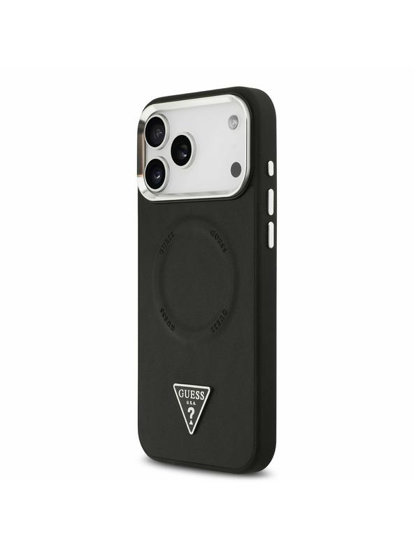 Guess Guess PU Leather Triangle Logo MagSafe Zadný Kryt pre iPhone 17 Pro Max Black