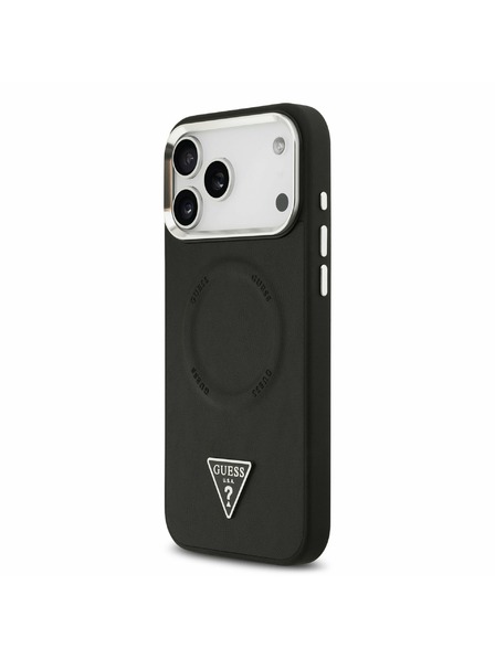 Guess Guess PU Leather Triangle Logo MagSafe Zadný Kryt pre iPhone 17 Pro Max Black
