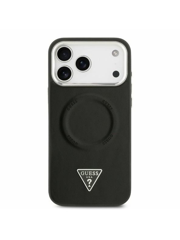 Guess Guess PU Leather Triangle Logo MagSafe Zadný Kryt pre iPhone 17 Pro Max Black