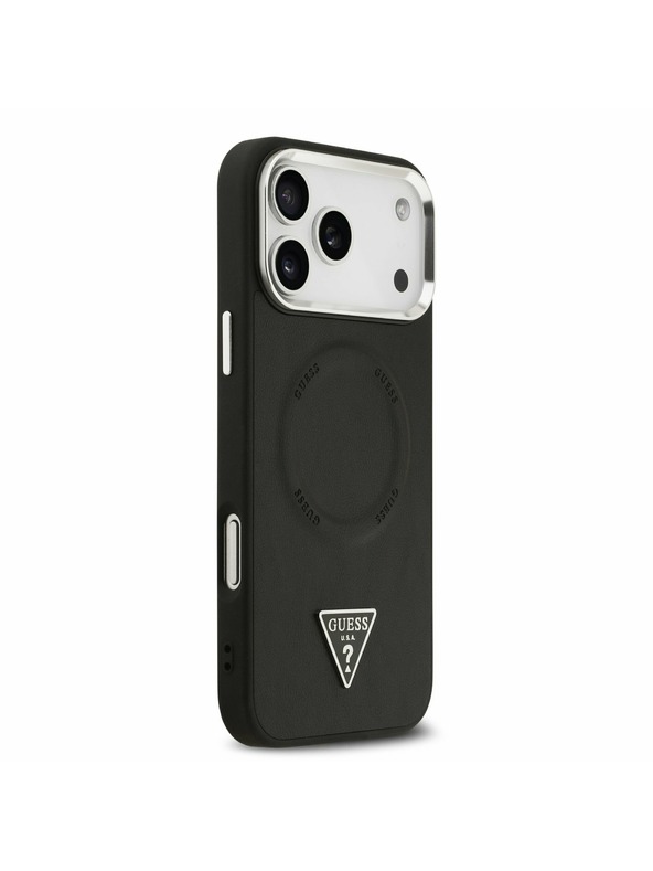 Guess Guess PU Leather Triangle Logo MagSafe Zadný Kryt pre iPhone 17 Pro Max Black