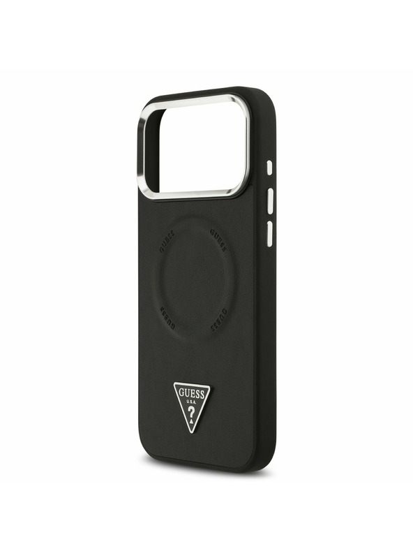 Guess Guess PU Leather Triangle Logo MagSafe Zadný Kryt pre iPhone 17 Pro Max Black