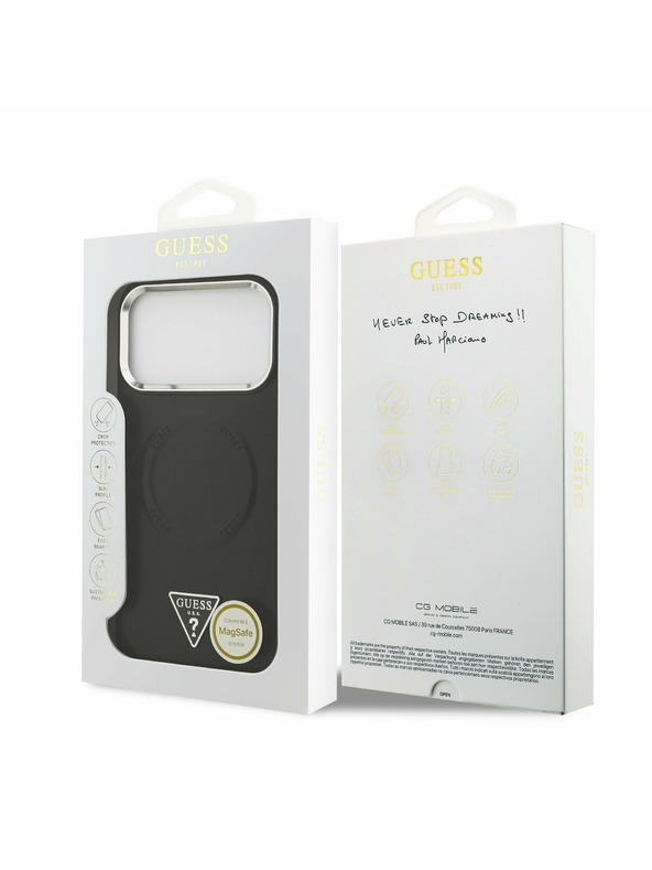 Guess Guess PU Leather Triangle Logo MagSafe Zadný Kryt pre iPhone 17 Pro Max Black