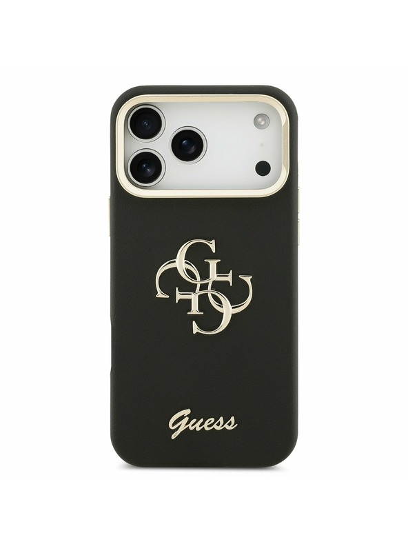 Guess Guess PU Grained 4G Logo Stand Camera Frame Zadný Kryt pre iPhone 17 Pro Max Black