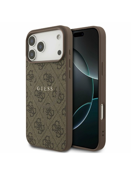 Guess Guess PU Leather 4G Colored Ring MagSafe Zadný Kryt pre iPhone 17 Pro Max Brown
