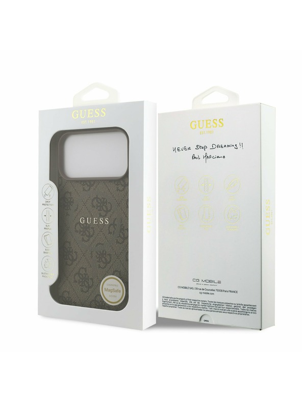 Guess Guess PU Leather 4G Colored Ring MagSafe Zadný Kryt pre iPhone 17 Pro Max Brown