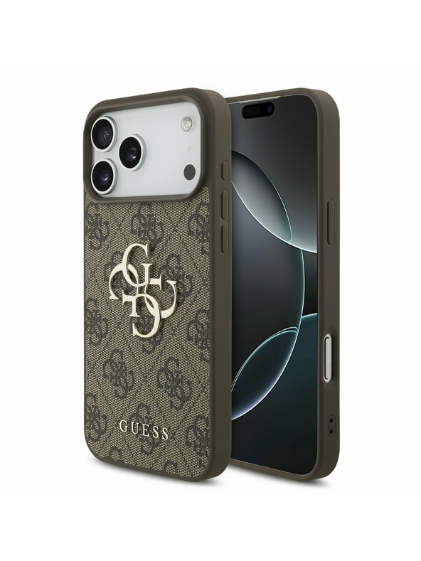 Guess Guess PU 4G Metal Logo Zadný Kryt pre iPhone 17 Pro Max Brown