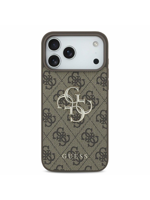 Guess Guess PU 4G Metal Logo Zadný Kryt pre iPhone 17 Pro Max Brown