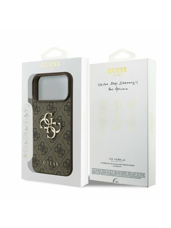 Guess Guess PU 4G Metal Logo Zadný Kryt pre iPhone 17 Pro Max Brown