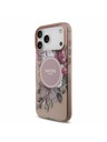 Guess Guess IML Flowers Strap MagSafe Zadný Kryt pre iPhone 17 Pro Max Pink