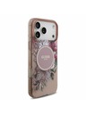 Guess Guess IML Flowers Strap MagSafe Zadný Kryt pre iPhone 17 Pro Max Pink