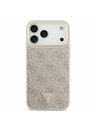 Guess Guess PU Leather 4G Strass Triangle Logo Gold Frame MagSafe Zadný Kryt pre iPhone 17 Pro Max Pink