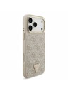 Guess Guess PU Leather 4G Strass Triangle Logo Gold Frame MagSafe Zadný Kryt pre iPhone 17 Pro Max Pink