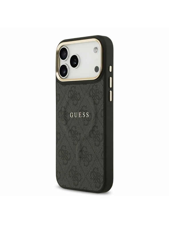 Guess Guess PU Leather 4G Gold Frame MagSafe Zadný Kryt pre iPhone 17 Pro Max Black