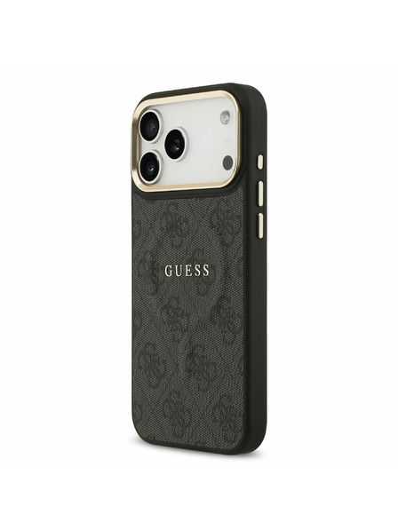 Guess Guess PU Leather 4G Gold Frame MagSafe Zadný Kryt pre iPhone 17 Pro Max Black