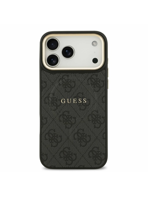 Guess Guess PU Leather 4G Gold Frame MagSafe Zadný Kryt pre iPhone 17 Pro Max Black
