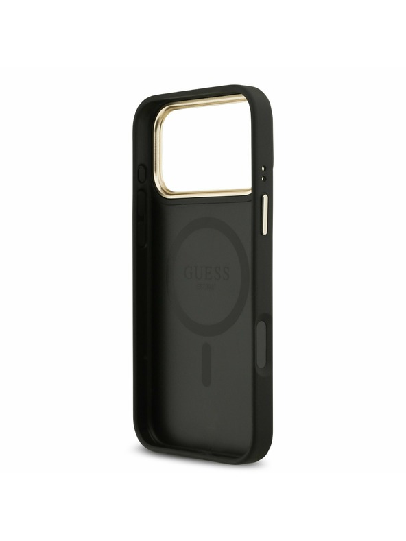 Guess Guess PU Leather 4G Gold Frame MagSafe Zadný Kryt pre iPhone 17 Pro Max Black