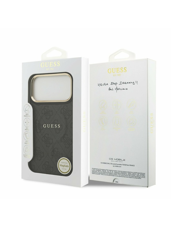 Guess Guess PU Leather 4G Gold Frame MagSafe Zadný Kryt pre iPhone 17 Pro Max Black
