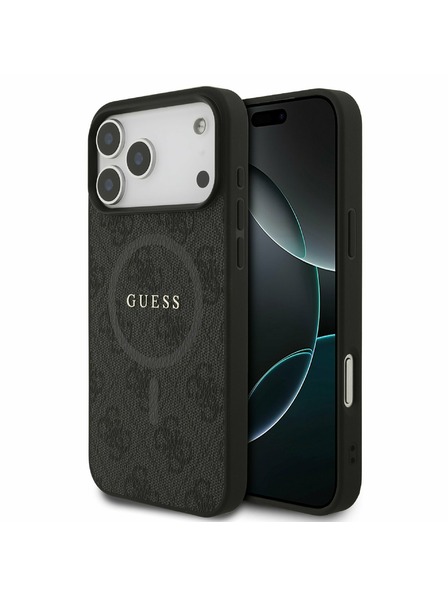 Guess Guess PU Leather 4G Colored Ring MagSafe Zadný Kryt pre iPhone 17 Pro Max Black