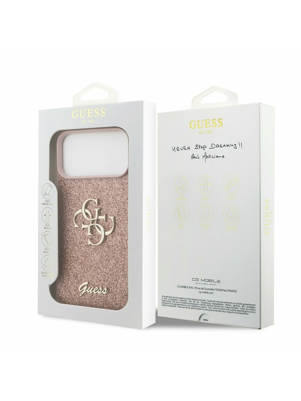 Guess Guess PU Fixed Glitter 4G Metal Logo Zadný Kryt pre iPhone 17 Pro Max Pink