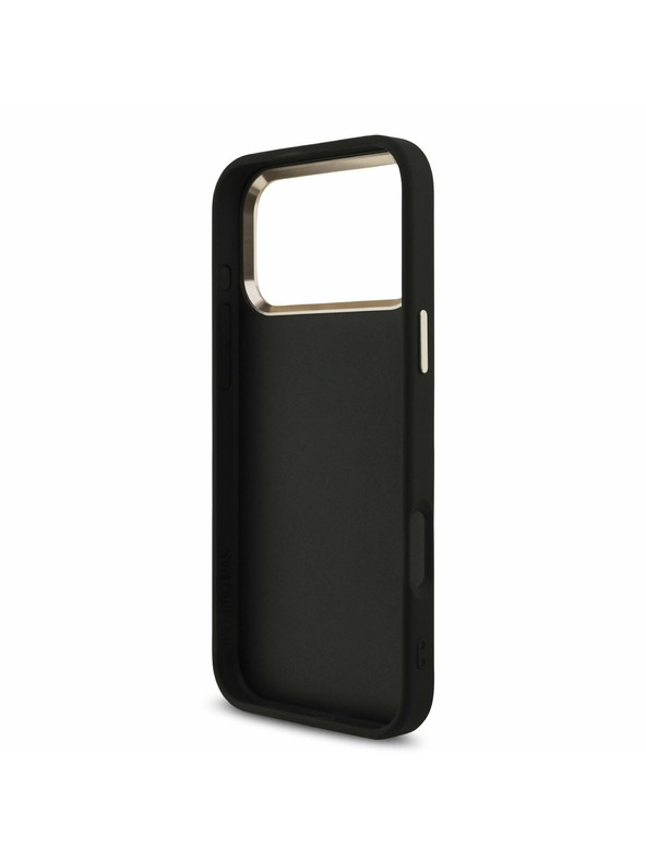 Guess Guess PU Fixed Glitter 4G Metal Frame Zadný Kryt pre iPhone 17 Pro Max Black
