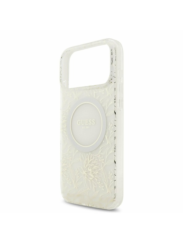 Guess Guess IML Flowers Allover Strap MagSafe Zadný Kryt pre iPhone 17 Pro Max White