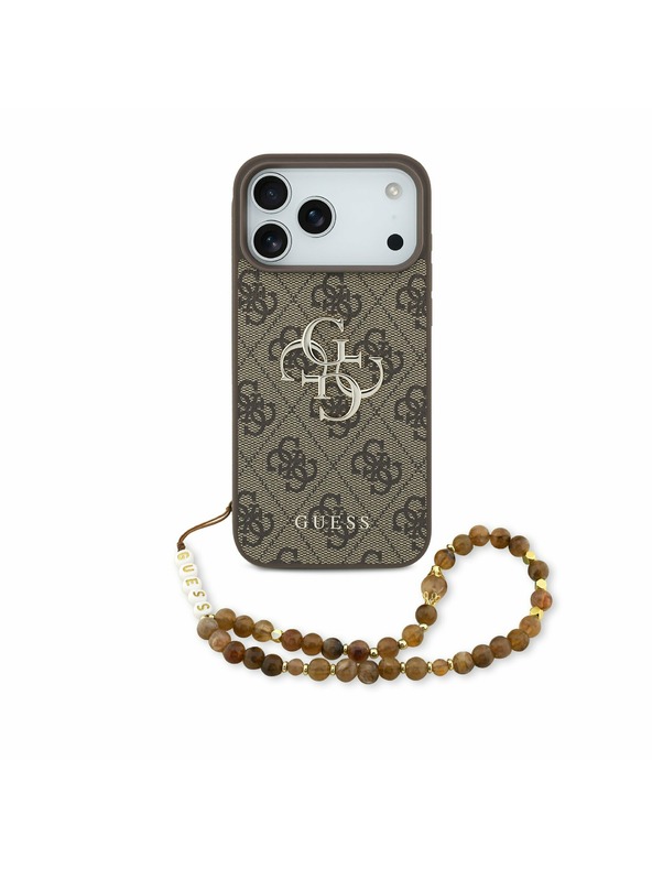 Guess Guess PU 4G Metal Logo Strap Zadný Kryt pre iPhone 17 Pro Max Brown