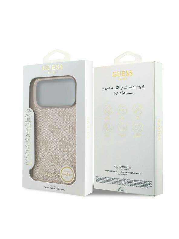 Guess Guess 4G Charm MagSafe Zadný Kryt pre iPhone 17 Pro Max Tone on Tone Pink