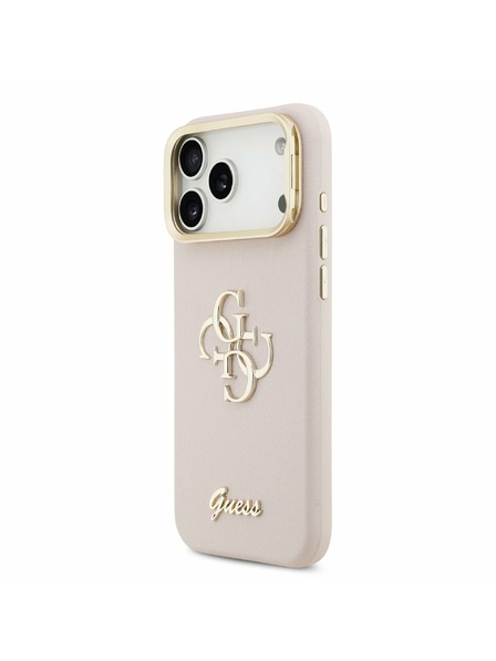 Guess Guess PU Grained 4G Logo Stand Camera Frame Zadný Kryt pre iPhone 17 Pro Max Pink